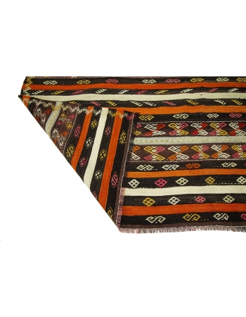 Embroidered Vintage Turkish Kilim Rug - 7`3" x 9`0"