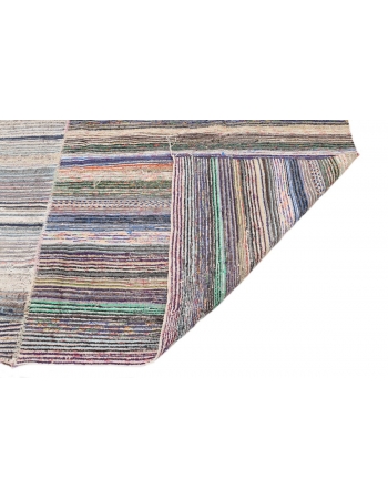 Large Vintage Striped Turkish Rag Rug - 9`8" x 11`2"