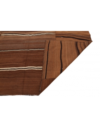 Large Striped Modern Brown Kilim Rug - 8`7" x 11`4"