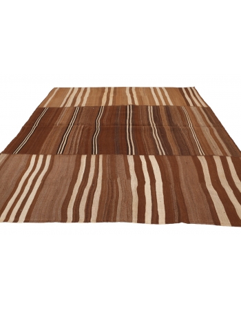 Square Striped Vintage Brown Kilim Rug - 8`10" x 9`2"