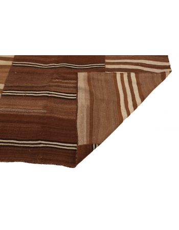 Square Striped Vintage Brown Kilim Rug - 8`10" x 9`2"