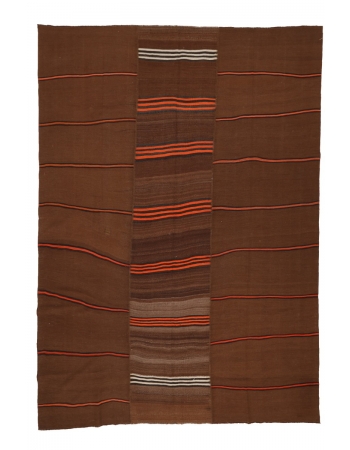 Brown & Orange Large Kilim Rug - 8`4" x 11`3"