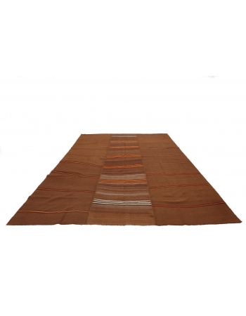 Brown & Orange Large Kilim Rug - 8`4" x 11`3"