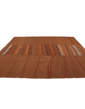 Brown & Orange Large Kilim Rug - 8`4" x 11`3"