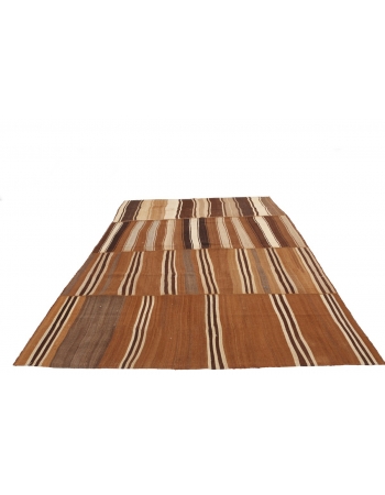 Large Striped Brown Vintage Kilim Rug - 7`6" x 10`0"