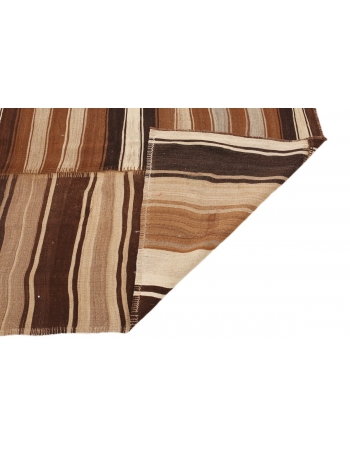 Large Striped Brown Vintage Kilim Rug - 7`6" x 10`0"