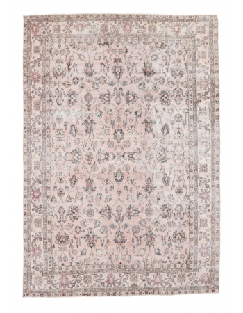 Large Vintage Floral Turkish Oushak Rug - 8`0" x 11`7"