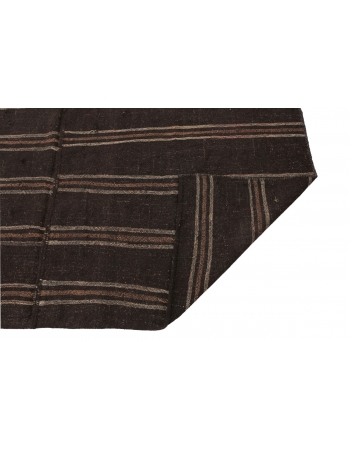 Striped Square Vintage Brown Kilim Rug - 8`8" x 8`8"