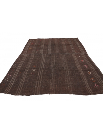 Brown Vintage Large Kilim Rug - 7`10" x 9`3"