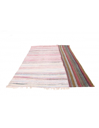 Unique Colorful Vintage Turkish Rag Rug - 7`3" x 9`10"