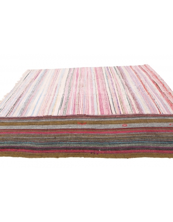 Unique Colorful Vintage Turkish Rag Rug - 7`3" x 9`10"