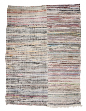 Large Striped Vintage Rag Rug - 10`4" x 13`7"