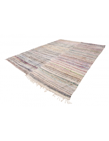 Large Striped Vintage Rag Rug - 10`4" x 13`7"