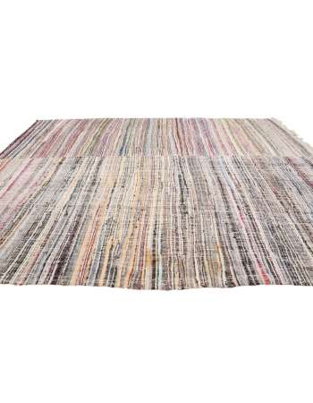Large Striped Vintage Rag Rug - 10`4" x 13`7"