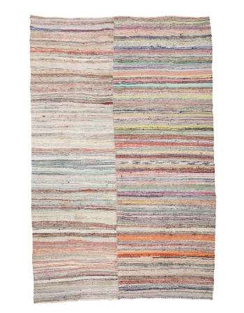 Striped Colorful Vintage Kilim Rug - 9`2" x 12`6"