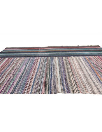 Unique Striped Vintage Rag Rug - 7`6" x 14`11"