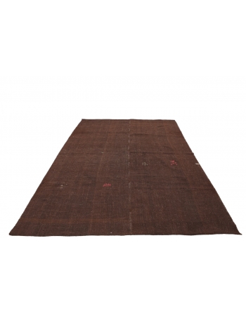 Vintage Brown Modern Kilim Rug - 6`10" x 9`4"