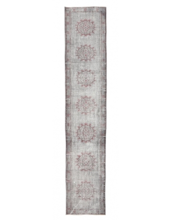Vintage Gray Turkish Runner Rug - 2`3" x 11`6"