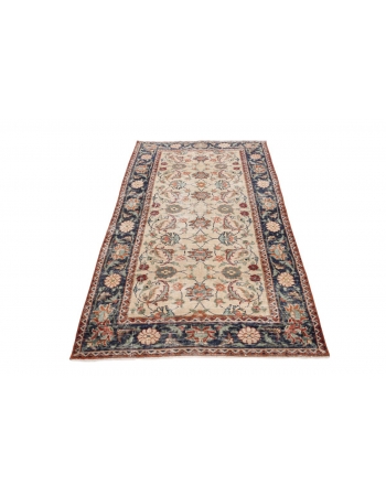 Floral Vintage Turkish Oushak Rug - 4`1" x 6`8"