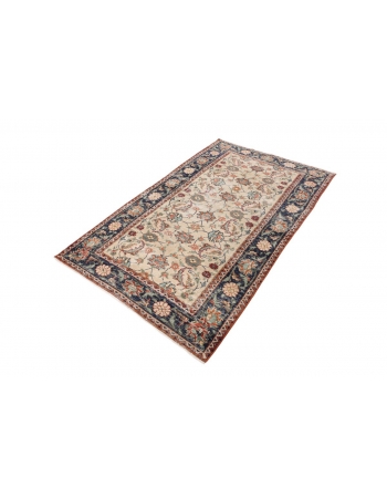 Floral Vintage Turkish Oushak Rug - 4`1" x 6`8"