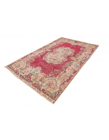 Vintage Distressed Turkish Oushak Rug - 5`11" x 9`7"