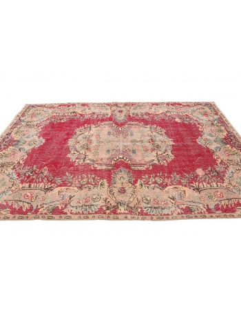 Vintage Distressed Turkish Oushak Rug - 5`11" x 9`7"