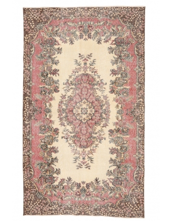 Distressed Vintage Turkish Oushak Rug - 5`7" x 9`9"