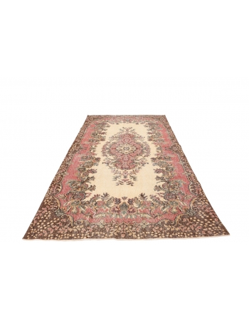 Distressed Vintage Turkish Oushak Rug - 5`7" x 9`9"