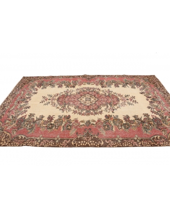 Distressed Vintage Turkish Oushak Rug - 5`7" x 9`9"