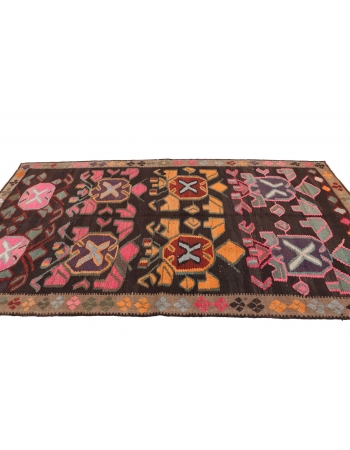 Vintage Unique Turkish Kars Kilim Rug - 5`3" x 9`6"