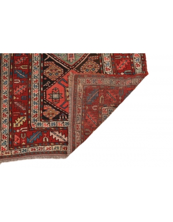 Antique Decorative Caucasian Wool Rug - 3`7" x 4`11"