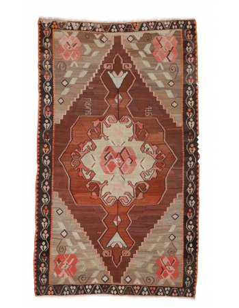 Vintage Turkish Decorative Kilim Rug - 6`7" x 11`3"