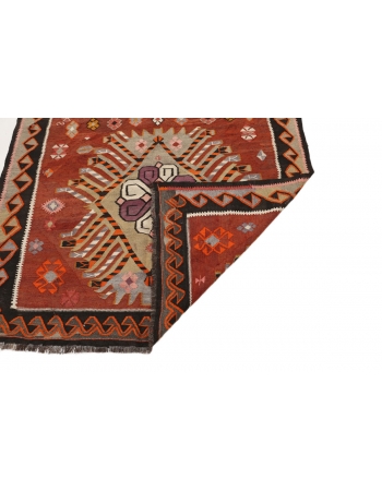 One Of a Kind Vintage Turkish Kilim - 5`7" x 11`10"