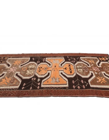 Vintage Decorative Turkish Kars Kilim Rug - 5`5" x 12`0"