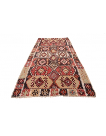 Vintage Decorative Turkish Kilim Rug - 5`6" x 10`11"