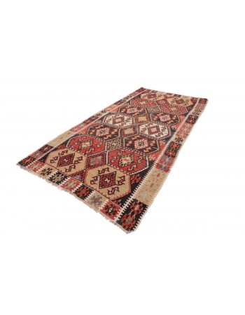 Vintage Decorative Turkish Kilim Rug - 5`6" x 10`11"