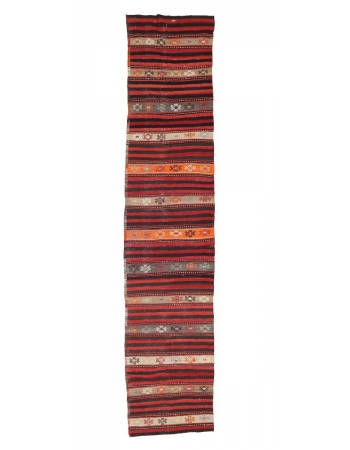 Striped Vintage Turkish Kilim Runner - 2`9" x 13`1"