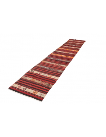 Striped Vintage Turkish Kilim Runner - 2`9" x 13`1"