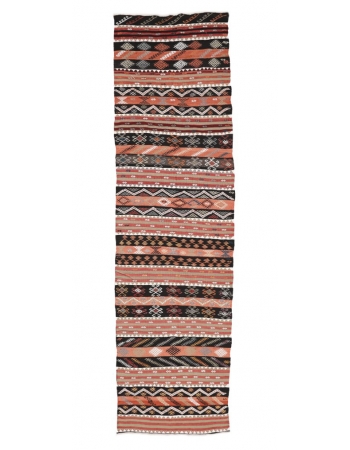 Vintage Decorative Turkish Kilim Runner - 3`5" x 12`0"