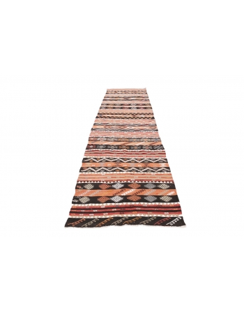 Vintage Decorative Turkish Kilim Runner - 3`5" x 12`0"