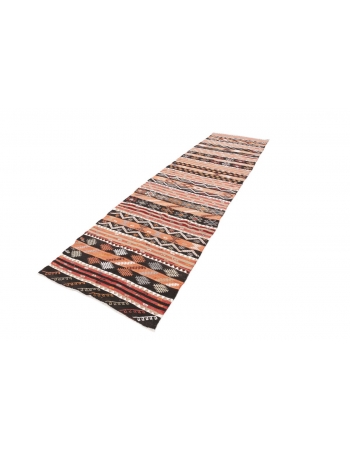 Vintage Decorative Turkish Kilim Runner - 3`5" x 12`0"