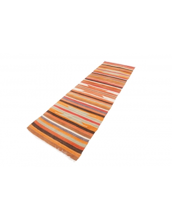 Vintage Striped Kilim Runner Rug - 2`10" x 8`11"