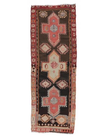 Vintage Decorative Turkish Kilim Rug - 3`9" x 10`7"