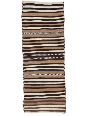 Striped Modern Brown Kilim Runner - 3`5" x 9`5"