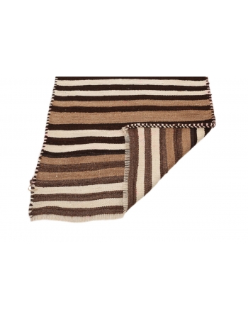 Striped Modern Brown Kilim Runner - 3`5" x 9`5"