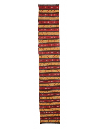 Vintage Striped Turkish Kilim Runner - 2`1" x 11`10"