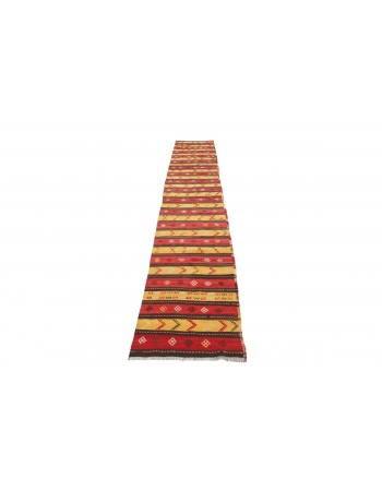 Vintage Striped Turkish Kilim Runner - 2`1" x 11`10"