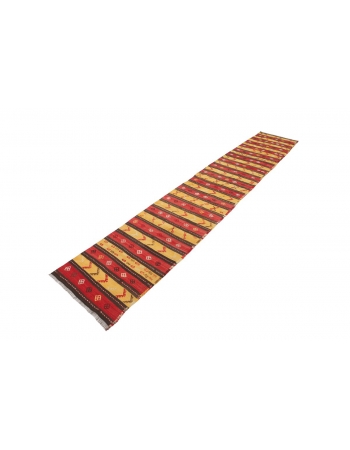 Vintage Striped Turkish Kilim Runner - 2`1" x 11`10"