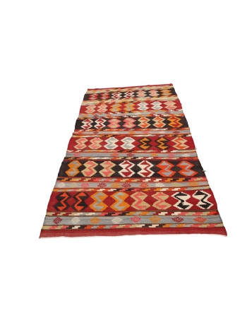 Vintage Turkish Decorative Kilim Rug - 4`1" x 8`0"