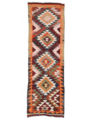 Colorful Vintage Kilim Runner - 2`8" x 8`8"